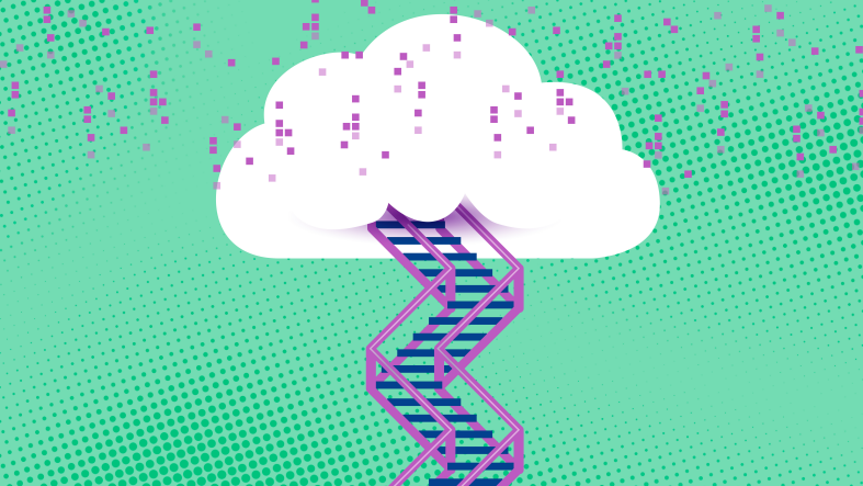 Illustration of stairs and a cloud