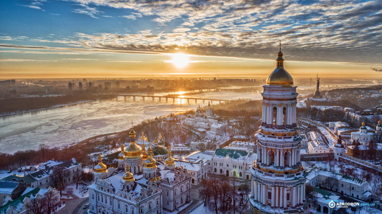 Kyiv skyline in winter