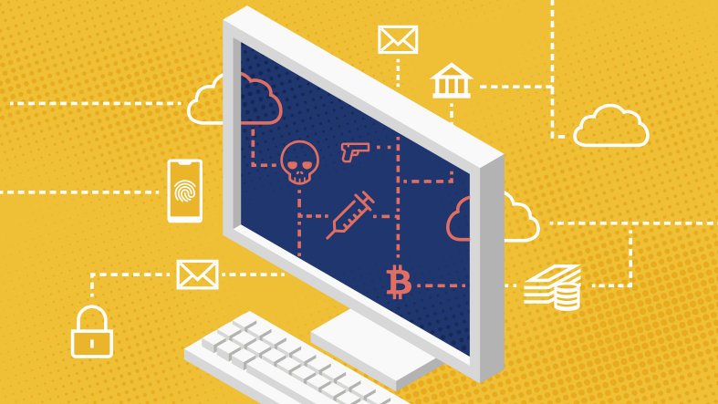 Illustration of a computer on yellow background