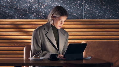 Woman working at her laptop