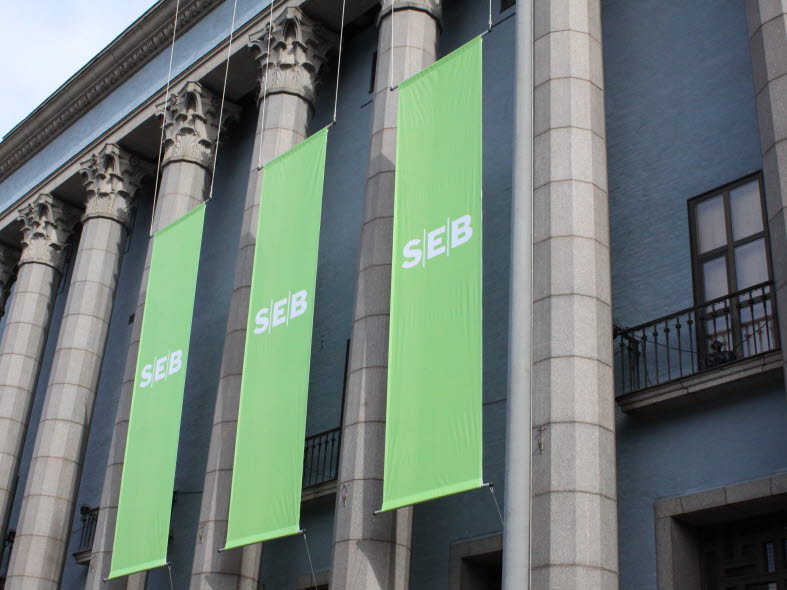 Bild på Konserthusets fasad när SEB hade sin årsstämma 2015.