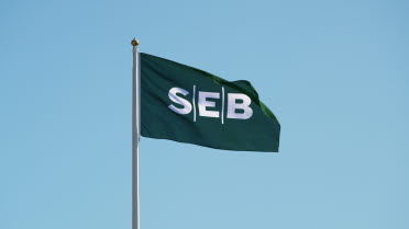 Flagga med SEB:s logotyp