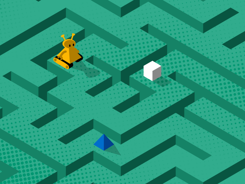 Illustration of robot in a maze