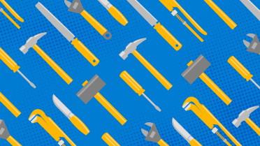 Illustration of carpenter tools on a blue background